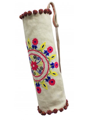 Acrylic thread embroidered yoga bag